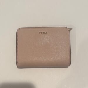 Furla leather tan small zip around and snap wallet